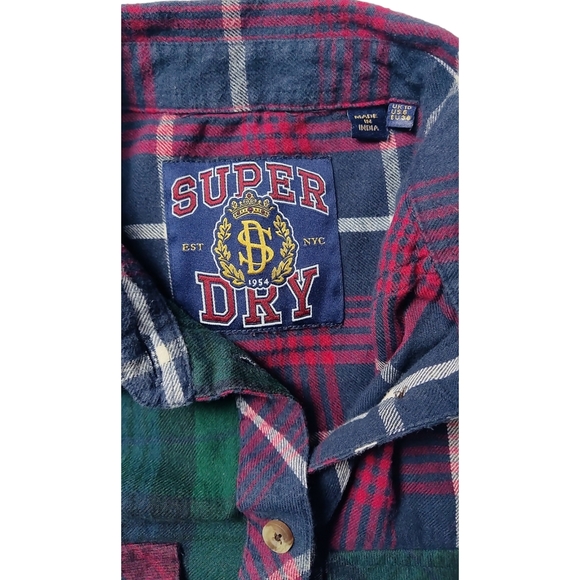 Superdry‎ Bailee Mixed Check Shirt US Size 6 100% Cotton Plaid Flannel Button up - Picture 5 of 13